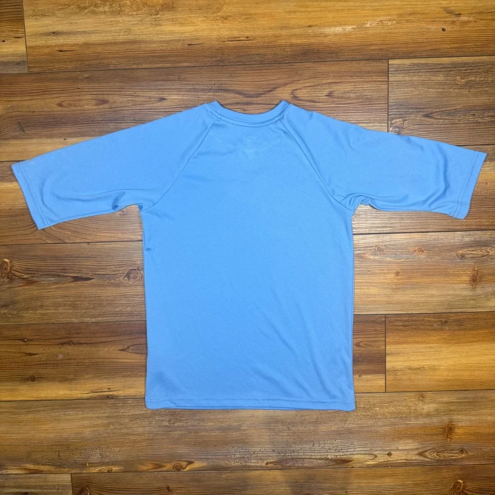Nike Swim Boys Blue Dri-FIT Rash Guard Short Sleeve Swim Shirt M NESSD828 438